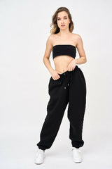 Woman's Bandeau Crop Top And Jogger Set - Outfit Sets - British D'sire