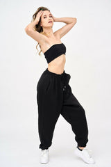 Woman's Bandeau Crop Top And Jogger Set - Outfit Sets - British D'sire