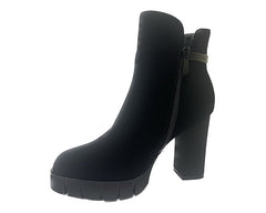 Women's 90419 Block High Heels Ankle Boots Black - Boots - British D'sire