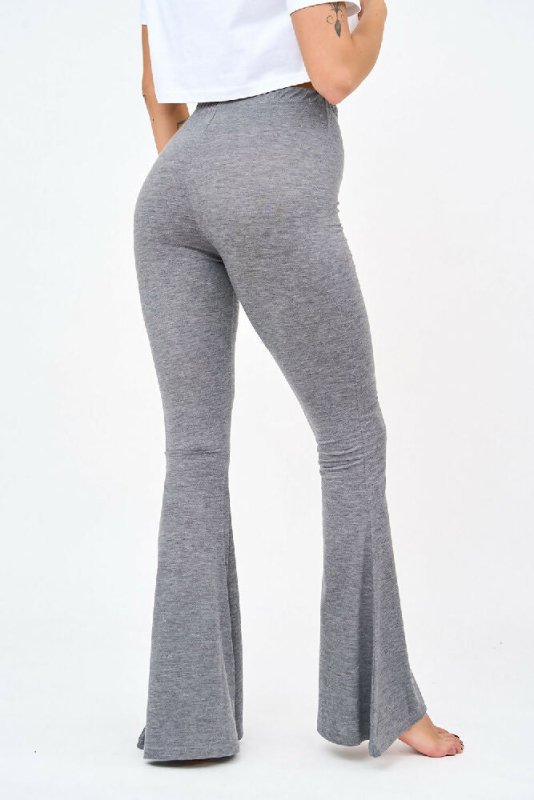 Womens Bell Bottom Leggings in Grey - Pants - British D'sire