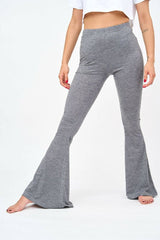 Womens Bell Bottom Leggings in Grey - Pants - British D'sire