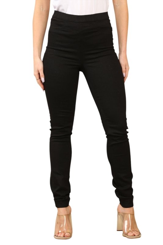 Women's Black High Waisted Skinny Fit Stretch Jeans Jeggings with Elasticated Waist - Jeans - British D'sire