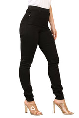 Women's Black High Waisted Skinny Fit Stretch Jeans Jeggings with Elasticated Waist - Jeans - British D'sire