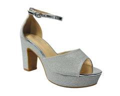 Women's Block Heel Platform Glitter Shoes - Heels - British D'sire