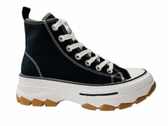 Women's Chunky Sole Hi Top Canvas Trainers - Trainers - British D'sire