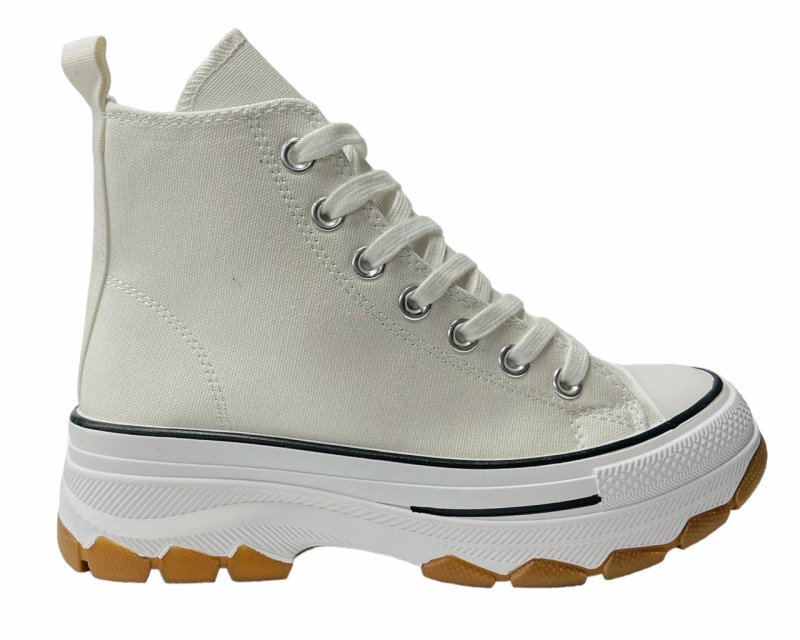 Women's Chunky Sole Hi Top Canvas Trainers - Trainers - British D'sire