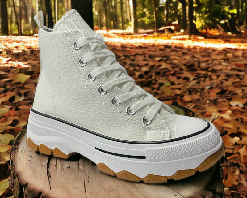 Women's Chunky Sole Hi Top Canvas Trainers - Trainers - British D'sire