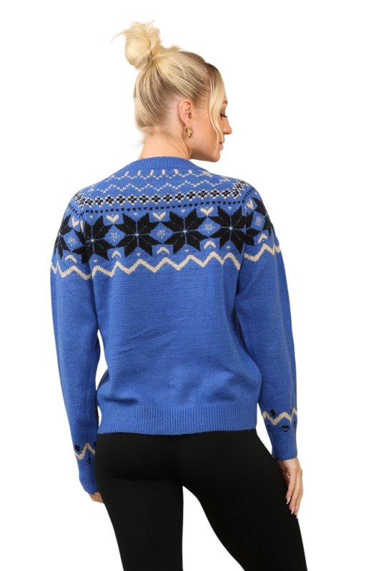 Women’s Cosy Nordic Fair Isle Blue Jumper - Jumper - British D'sire