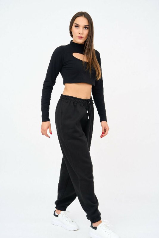 Womens Cut Out Sweat Crop Top And Joggers Set - Sleepwear & Loungewear - British D'sire