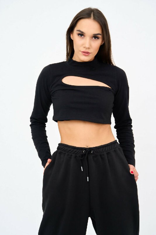 Womens Cut Out Sweat Crop Top And Joggers Set - Sleepwear & Loungewear - British D'sire