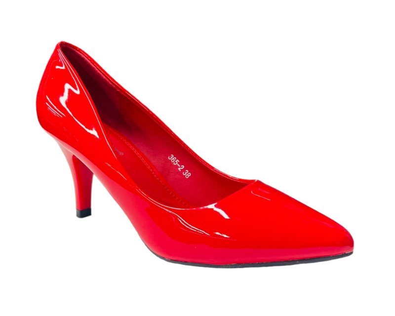 Women's Faux Patent Leather Stiletto Heel Court Shoes - Court Shoes - British D'sire