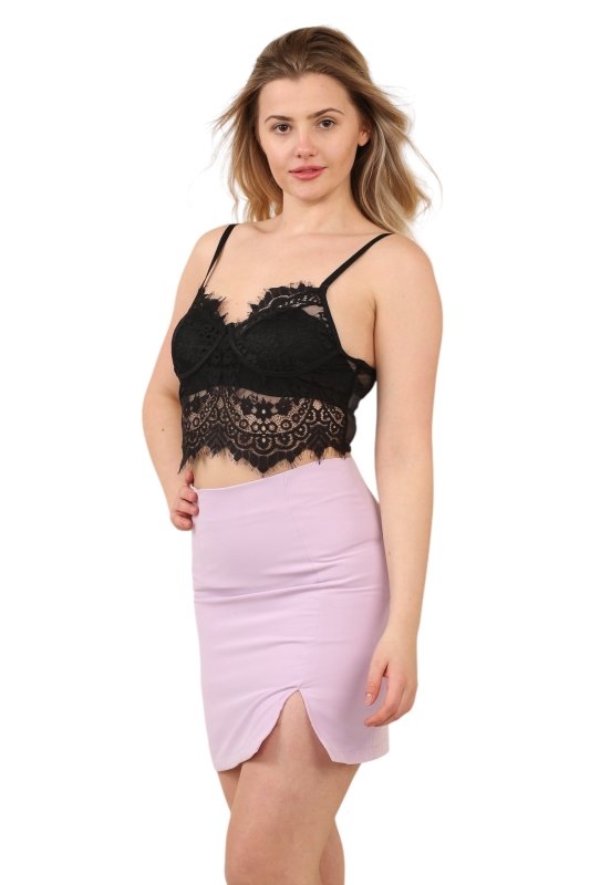 Women's Lilac High Waist Mini Skirt with Side Slit - Slim Fit Short Pencil Skirt - Skirt - British D'sire