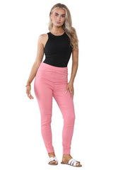 Women's Mocha, Pink, Light Mint, Navy High Waisted Skinny Fit Stretch Jeans Denim Jeggings with Elasticated Waist - Smart Casual Summer Fashion Trousers Leggings - Leggings - British D'sire