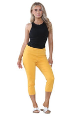 Women's Orange Peel High Waist Skinny Fit Stretch Cropped Capri Jeans Denim Jeggings with Elasticated Waist - Casual Summer Trousers Three Quarter 3/4 Length Pull On Cut Off - Leggings - British D'sire