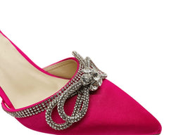 Women's Satin Diamante Open Court Shoes - Court Shoes - British D'sire