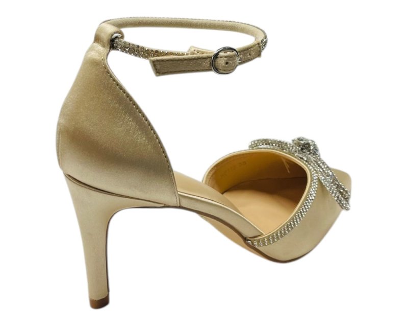 Women's Satin Diamante Open Court Shoes - Court Shoes - British D'sire