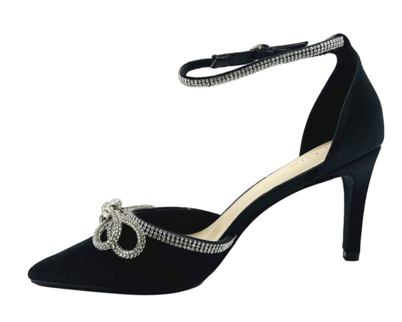 Women's Satin Diamante Open Court Shoes - Court Shoes - British D'sire