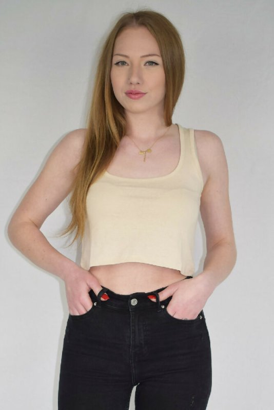 Women's Thick Straps U-Neck Crop Top in Pastel Yellow - Shirts & Tops - British D'sire