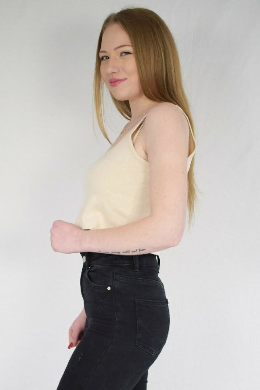 Women's Thick Straps U-Neck Crop Top in Pastel Yellow - Shirts & Tops - British D'sire