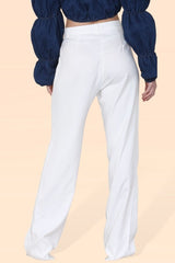 Women's White Wide Leg Pants - Casual, Breathable, High Waist, Slimming, Comfortable Palazzo Trousers for Women, Ideal for Yoga, Office Work, Dance, Vacation, School, Beach, Summer, and Cool Seasons - Trouser - British D'sire