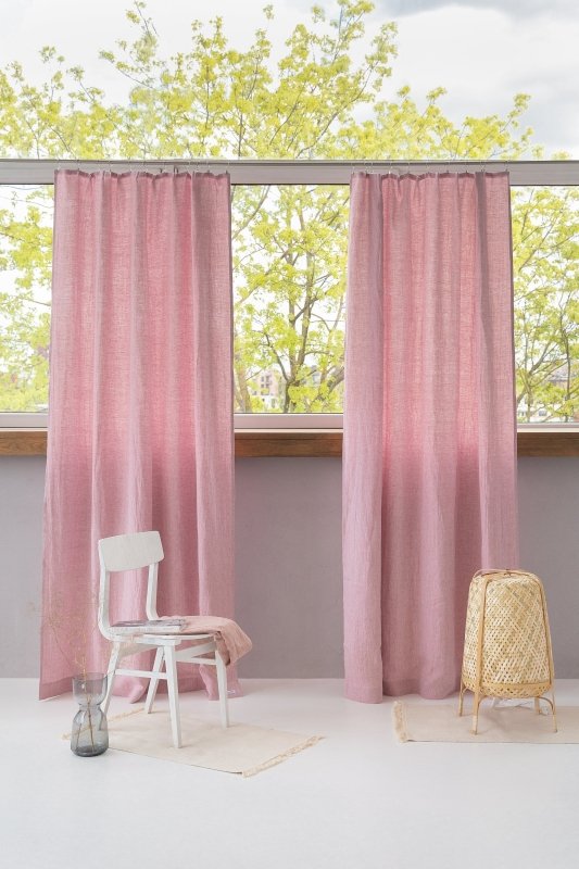 Woodrose linen curtain with pleating tape - Pleating tape - British D'sire