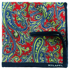 Wool Paisley Pocket Square, Red - All Products - British D'sire