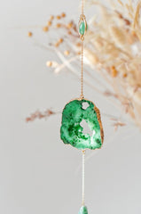 XL Raw Green Aventurine & Agate Crystal Window Suncatcher - Suncatchers - British D'sire