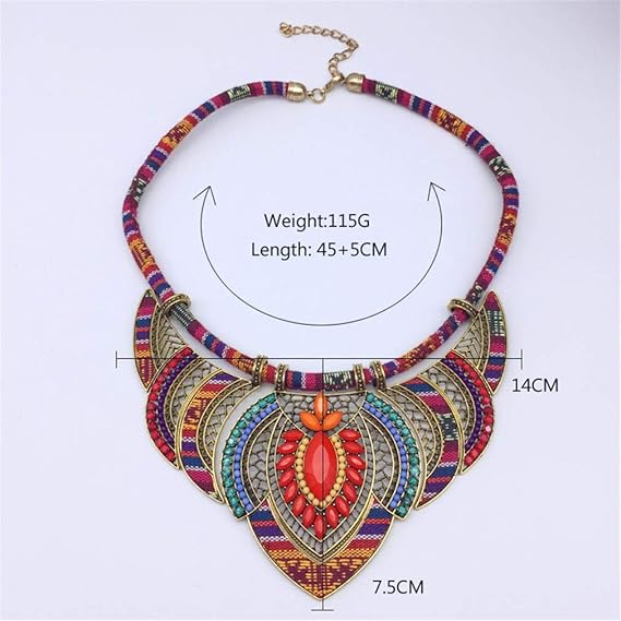 YAZILIND Ethnic Style Chunky Colorful Collar Festival Tribal Beaded Bib Choker Costume Necklace - Jewellery & Watches - British D'sire