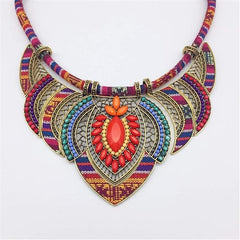 YAZILIND Ethnic Style Chunky Colorful Collar Festival Tribal Beaded Bib Choker Costume Necklace - Jewellery & Watches - British D'sire