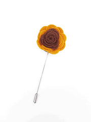 Felt Rose Lapel Pin, Yellow and Brown