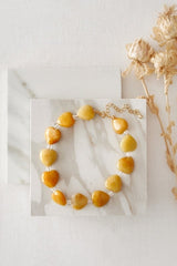 Yellow Jade and Quartz Heart Anklet in Gold - Anklets - British D'sire