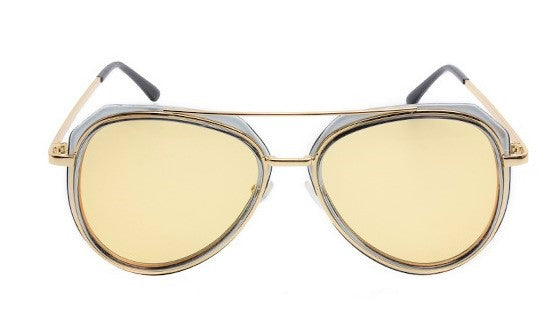 Canary yellow aviator style sunglasses | Comes in a eco-friendly birch wood case