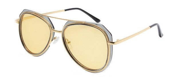 Canary yellow aviator style sunglasses | Comes in a eco-friendly birch wood case