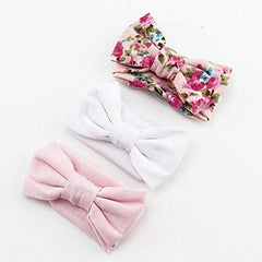 Yueshop MultiWare 3pcs Baby Headband Cotton Elastic Newborn Print Floral Hair Band Bow - knot - Headbands - British D'sire