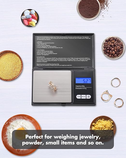 Zacro Digital Kitchen Scale Portable Pocket Scale 200g X 0.01g Mini Weighing Scale Jewelry Scale with LCD Display Batteries Included - Laboratory Balances - British D'sire