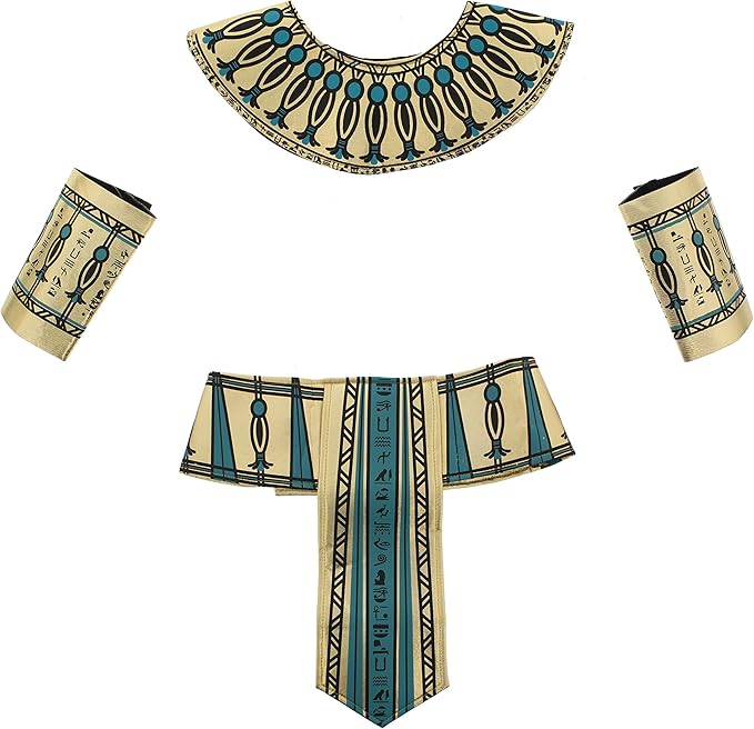 Zac's Alter Ego 4 Piece Fancy Dress Gold & Turquoise Pharaoh Egyptian Kit World Book Day Fancy Dress - Jewellery Sets - British D'sire