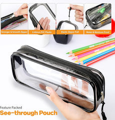 Zamasha Clear Pencil Case Black | 22x4x9 cm Stylish, Practical and Transparent Pencil Case | Versatile Storage for Stationery, Toiletries, Makeup, Travel & Office Supplies - Pencil Cases - British D'sire