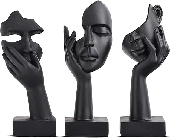 Zen – 3 Piece Thinker Statue Set – Gold & Black Abstract Art Sculpture – Exquisite, Modern Home & Desk Decor – Perfect Gift for loved ones. - Decor Sculpture - British D'sire