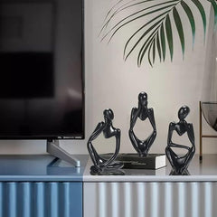 Zen - Abstract Thinker Statues (Set of 3) in Black & White – A Thoughtful and Artistic Gift for Art Enthusiasts & Loved Ones. - Decor Sculpture - British D'sire