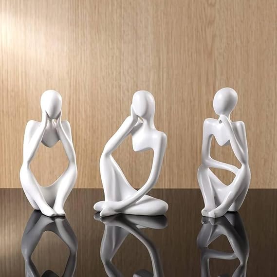 Zen - Abstract Thinker Statues (Set of 3) in Black & White – A Thoughtful and Artistic Gift for Art Enthusiasts & Loved Ones. - Decor Sculpture - British D'sire