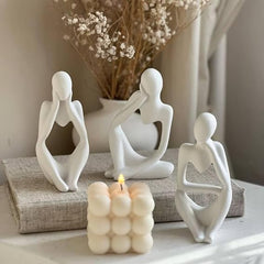 Zen - Abstract Thinker Statues (Set of 3) in Black & White – A Thoughtful and Artistic Gift for Art Enthusiasts & Loved Ones. - Decor Sculpture - British D'sire