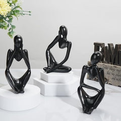 Zen - Abstract Thinker Statues (Set of 3) in Black & White – A Thoughtful and Artistic Gift for Art Enthusiasts & Loved Ones. - Decor Sculpture - British D'sire