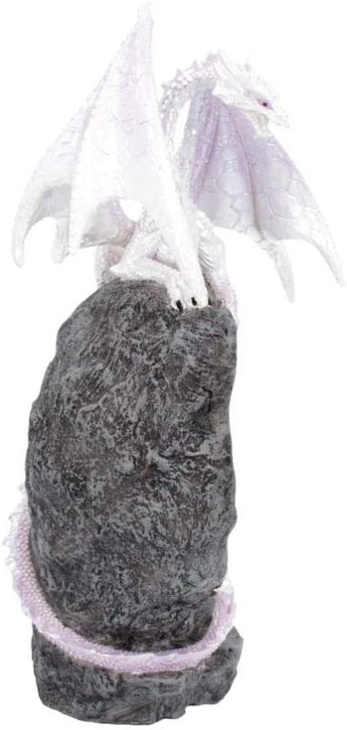 Zen - Glacial Custodian White Dragon Geode Protector Figurine (28cm) – Hand - Painted Resin Sculpture – A Symbolic and Thoughtful Gift for Loved Ones. - Decor Sculpture - British D'sire