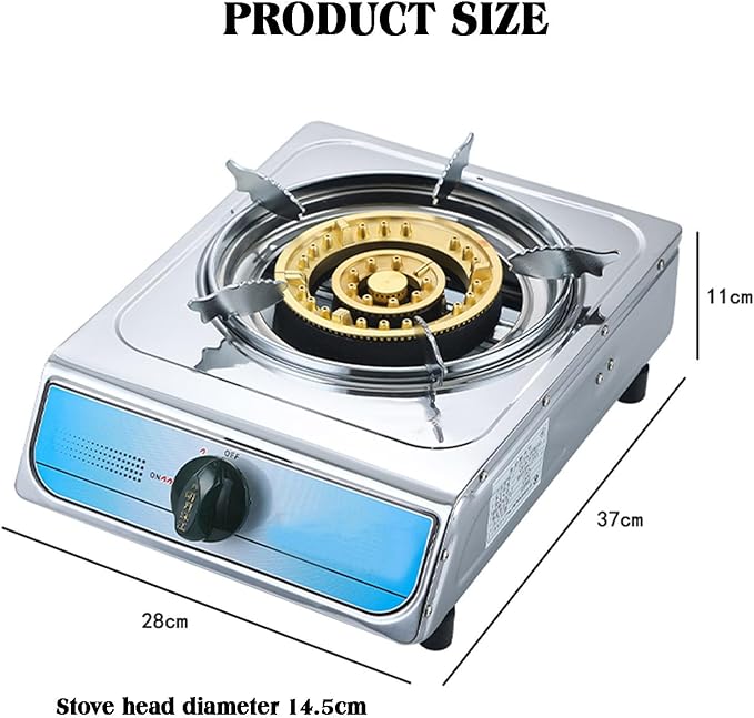 ZHJLUT Gas Stove,Gas Hob Cooker with Flame Out Protection,LPG Desktop Burner,for Home Camping Garden Catering,Heat Load 5KW/17060BTU - British D'sire