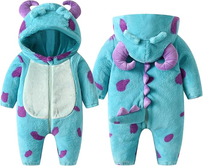 ZZLBUF Cute Monster Costume for Toddler Baby Girl Boy Halloween Costume Fuzzy Warm Fall Winter Clothes Halloween Gifts - Rompers - British D'sire