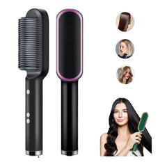 2 In 1 Hair Straightener Brush And Curler Negative Ion Hair Straightener Styling Comb(Black) - Hair Accessories & Wigs - British D'sire