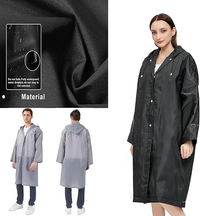 3 Pieces Travel Raincoat, Cape Coat, Hooded Rain Poncho, Waterproof Fleece Poncho, Outdoor Rain Gear, Unisex, Reusable Lightweight Raincoat, Suitable for Camping, Hiking and Other Outdoor Activities. - British D'sire