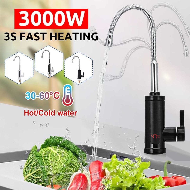 3000W 220V Electric Kitchen Water Heater Tap Instant Hot Water