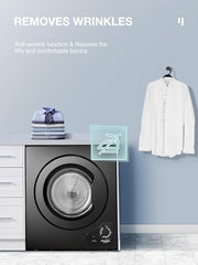 4KG Tumble Dryer with Sensor Dry, FOHERE 1200W Compact Vented Tumble Dryer with Exhaust Duct & Stainless Steel Tub, Control Panel Downside Easy Control for 5 Automatic Drying Mode, Black - British D'sire