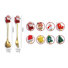 4pcs /Pack Christmas Cartoon Doll Stainless Steel Tableware, Style: D Spoon(Silver+Red Box) - Stainless Steel Tableware - British D'sire